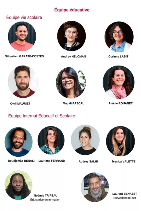 Equipe éducative vie scolaire et internat