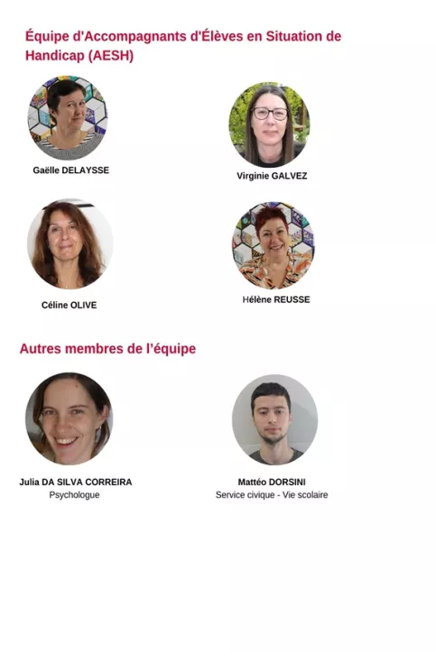 Notre équipe AESH et autre membre du personnel